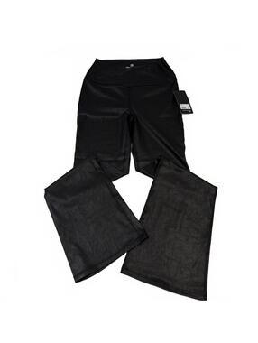NWT 90 Degree by Reflex Black Faux Leather Flare Leggings - Size L